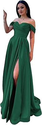 Russell evening dress in satin for women, bare shoulders, heart collar, line A, RS018.. Experience the joy of convenient shopping with DIAYTAR NIGERIA's vast selection and quick delivery service.
