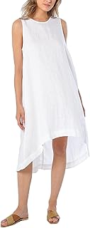 Mid-length 100 % linen dress for women with wide and relaxed summer dresses pockets.. DIAYTAR NIGERIA: Your trusted marketplace that combines variety, affordability and reliable shipping.