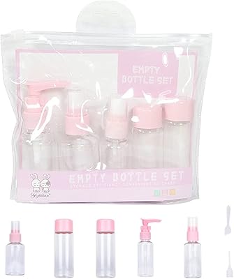 Set of 5 -piece empty travel bottles, portable plastic portable spray bottles, cosmetic bottles for shampoo, revitalizing, lotion, body cleaner.. DIAYTAR NIGERIA brings affordable shopping to every Nigerian home with delivery in just 5-8 days.