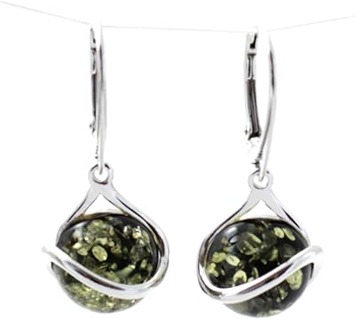 Green amber earrings for women with silver - hanging - Baltic amber jewelry - Tiptopeco.. DIAYTAR NIGERIA: Where shopping dreams become reality with budget-friendly prices and prompt delivery.