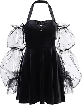 Stateng Gothic dress for women in lace and velvet, spaghetti straps, Gothic punk, mini caraco dress.. Shop without limits at DIAYTAR NIGERIA and receive your purchases at budget prices within the week.