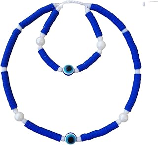 Set of summer jewelry made by hand, collar and navy blue bracelet, brass, without precious stones.. DIAYTAR NIGERIA brings the marketplace to your screen with affordable products delivered in 5-8 days.