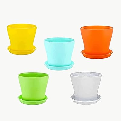 Kraft plastic plantation pot with tray, 6 inch, pack of 5, multicolored.. Shop easy, pay less, get it fast — with DIAYTAR Nigeria.