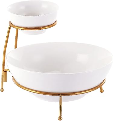 Service set for chips and soft porcelain dips, 2 levels with support, white/gold, dy20481-nits.. Your digital shopping ally, DIAYTAR NIGERIA offers extensive selection with budget-friendly delivery.