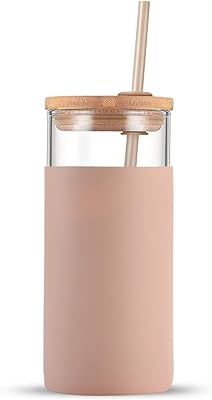 480 ml glass of glass water with silicone straw and bamboo cover - BPA -free.. The best online shopping experience in Nigeria — DIAYTAR delivers it all.