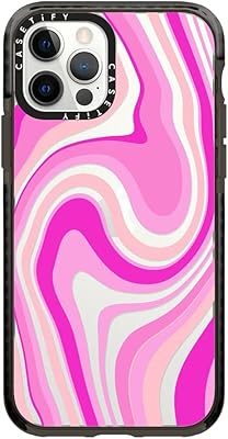 Protective shell against Castey for iPhone 12/iPhone 12 PRO - Pink swirls - Transparent black.. DIAYTAR NIGERIA connects your desires with reality through our affordable e-commerce platform and quick delivery.