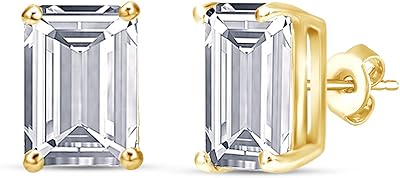 Traveled Diamonds Emerald diamond rod earrings Emerald size 4 x 6 mm made in 14-carat gold plated 925, Wedding women's gift jewelry (G-H color).. Shop for less and receive more with DIAYTAR NIGERIA's expansive e-commerce platform and nationwide delivery.