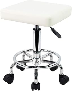 Kktoner square pivoting chair with suitable leather footrest with adjustable height for medical spa, tattoo, living room, business, small work chair (white).. Explore the biggest product variety online — only at DIAYTAR Nigeria.