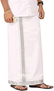Dhoti double layer in pure cotton for men (white, one size) 4MT.. DIAYTAR NIGERIA makes online shopping accessible to all with budget-friendly prices and reliable delivery.