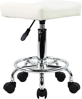 Square pivoting chair in leather PU kK toner, massage lounge chair adjustable in height with footrest (white).. Experience the ease of modern shopping with DIAYTAR NIGERIA's comprehensive platform and quick delivery.