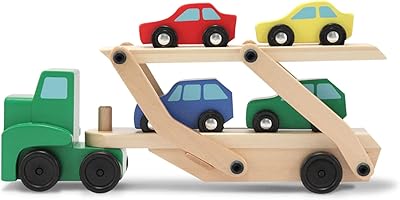 Melissa & Doug Car Carrier Trucks and Cars Wooden play set with truck and 4 cars, 5.75 "x 12" x 3.. DIAYTAR NIGERIA revolutionizes online shopping with competitive prices and reliable 5-8 day delivery.