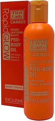 Lightning Lightning Body Oil First Lady Rapid Glow Carrot Strong 200 ml - with Argan, Hibiscus and Vitamin A.. Shop smart, shop DIAYTAR - Nigeria's most affordable e-commerce platform with nationwide delivery.