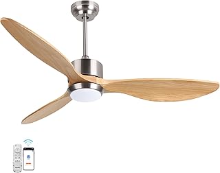 52 -inch ovilim wood ceiling fan with LED light and remote control, 3 reversible natural wood blades, 6 speeds, 3 changable colors, silent CC engine for living room and bedroom - silver/plywood.. DIAYTAR NIGERIA connects you with thousands of products at competitive prices, delivered within a week.