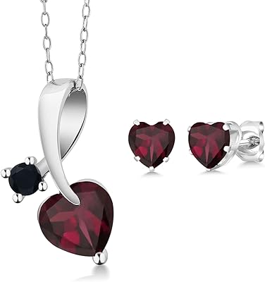 Set of hanging earrings in Sterling 925 silver with garnet and rhodolite.. DIAYTAR NIGERIA: Your trusted e-commerce partner with extensive product choices and affordable delivery.