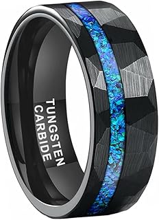 TOTES Tungsten rings hammered 8 mm for men and women, engagement alliances with matt blue opals in a comfortable matt finish.. Shop smart, shop DIAYTAR - Nigeria's most affordable e-commerce platform with nationwide delivery.