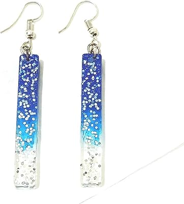 Women's earrings, hanging earrings in shiny resin for women and girls, blue and silver, perfect for relaxed or party outfit, resin jewelry, resin earrings, 11.2 x 7 x 3.4 cm, resin material, without precious stones.. Shop across categories at DIAYTAR NIGERIA with the confidence of affordable prices and delivery within 8 days.