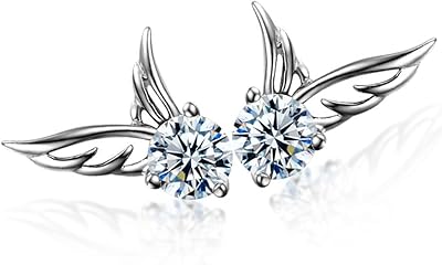 Sterling 925 silver rod earrings with hypoallergenic angel wings, small wings, minimalis delicate jewelry, women's and teenage gifts.. DIAYTAR NIGERIA: Where smart shoppers find everything they need at prices they can afford.