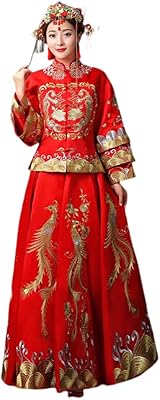 Traditional Chinese dress, a dragon phoenix wedding dress symbolizing happiness.. DIAYTAR NIGERIA: Making quality products accessible to all Nigerians at affordable prices.