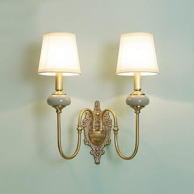 Single-headed American smart light lamp, wall lamp in copper fabric, bedside lamp, 5-10 square meter lighting lamp, bedroom, living room, study room, diameter 35 cm high, 45 cm hot.. Your shopping dreams realized through DIAYTAR NIGERIA's affordable platform with reliable delivery times.