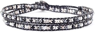 Chan Tour Luu Double Tour Nylon Bracelet, black mixture of semi-precious stones and pearls.. Your digital shopping destination, DIAYTAR NIGERIA combines variety with affordability and quick delivery.
