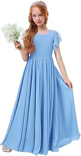 Long long trapezoid dress with ruffles in floral silk muslin for weddings, little bridesmaids and beauty contests.. DIAYTAR NIGERIA combines affordability, variety, and convenience with nationwide delivery services.