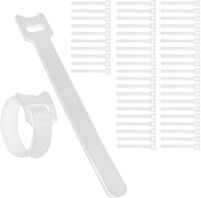 50 reusable cable fasteners, 6 -inch microfiber cloth with Velcro (white).. Discover endless possibilities with DIAYTAR NIGERIA's extensive product range and affordable shipping.