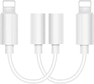 Set of 2 headphones adapters for iPhone lightning to 3.5 mm headphone jack, audio connector with jack for iPhone 12/11/xs/x/8/7 audio, charger, connection and synchronization cable compatible with all iOS systems.. Shop smart, shop DIAYTAR - Nigeria's most affordable e-commerce platform with nationwide delivery.