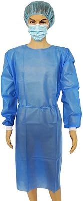 Package of 10 disposable protective blouses, adult insulation aprons in PP and PE 45 g, long sleeves, neck and size fasteners, closed knitted cuffs and fluids for non -sterile tests, laboratory and visitor blouse.. DIAYTAR NIGERIA transforms dreams into deliveries with our affordable prices and 5-8 day shipping.