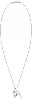 Women's necklace with pendant heart and key in Sterling 925 silver with glass crystals, chain with pendant for women, length 45 cm.. Experience the future of online shopping with DIAYTAR NIGERIA's extensive product range and competitive pricing.