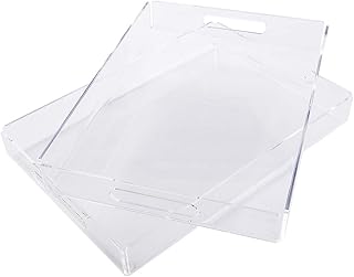 Maonam transparent acrylic tray with handles, set of 2, decorative service tray for coffee table, tea and storage | 15.2 "x 11" x 2 "rectangular.. Save time and money with DIAYTAR Nigeria’s online store.