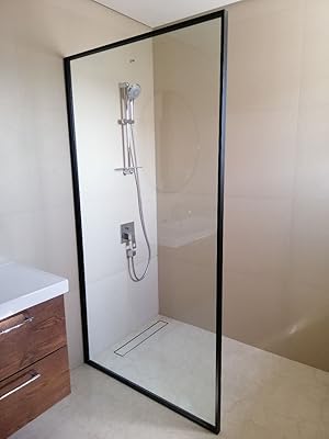 Transparent fixing shower glass 10 mm with thermolacan aluminum frame Size: 80 × 200 cm.. Shop confidently with DIAYTAR NIGERIA's vast product range and budget-friendly nationwide shipping.