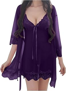 Sexy sexy night clothes in large lace for women, sexy night shirt at V -neck, transparent mesh, night top for women, pajama room (color: dark purple, size: s).. DIAYTAR NIGERIA: Your trusted e-commerce partner with extensive product choices and affordable delivery.