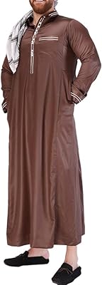 Islamic abaya for men, Saudi Islamic caftan, Abaya de Dubai with long sleeves and buttons, Henley Shirt Thobe (Color: Porter, Size: XXL).. Experience the joy of discovery with DIAYTAR NIGERIA's vast catalog and nationwide affordable delivery.