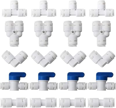 Wpersuvv 20 Parts RO water filter connects, 1/4 "compression connector for water driving, water driving connection (combined type y+t+i+l+stop valve), improved version without blue clip.. Your comprehensive marketplace awaits at DIAYTAR NIGERIA with affordable prices and reliable delivery times.