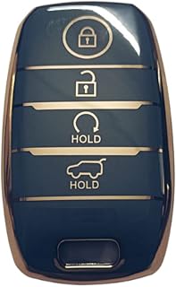 Intelligent key shell in TPU Gold Edge compatible with Kia Seltos, Sonet, Carens, Carnival (broken white) (dark gray).. Shop easy, pay less, get it fast — with DIAYTAR Nigeria.