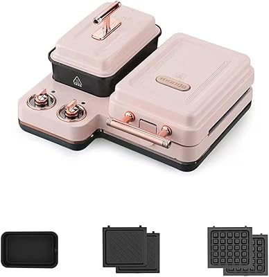 Multifunction Sandwich Machine Limos, with removable plates, 3-in-1 breakfast machine and fondue boiler for egg cooker and sandwich, waffle (pink).. DIAYTAR NIGERIA: Connecting Nigerians with affordable products through our expansive e-commerce platform.
