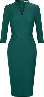 Mid-long vintage sheath dresses from the 1950s with 3/4 sleeves and V-collar for cocktail and work.. DIAYTAR NIGERIA: Your partner in affordable online retail with reliable delivery across the nation.