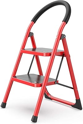 Cotel portable folding ladder, durable, light non -slip ladder, light, versatile, high weight capacity, dynamic warehouse, perfect for home and kitchen, improved safety, robust materials, red (2 steps).. DIAYTAR NIGERIA: Where convenience meets affordability with delivery across Nigeria in under 8 days.