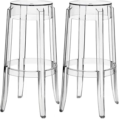 Lani batch of 2 high height transparent cocktail desktop chairs, coffee, house, dining room and modern design acrylic kitchen (transparent).. Nigeria shops with DIAYTAR — wide selection, fast shipping, and great value.