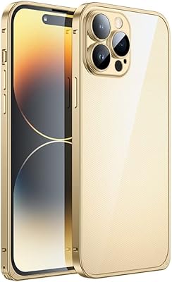 Mobile aluminum alloy rear shell with 3D cotton fabric and lens protection for iPhone 14 pro (gold).. DIAYTAR NIGERIA: Bringing quality products to your doorstep at prices that won't break the bank.