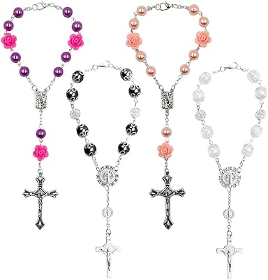 4 rooms car mirror chapelet Evoda Catholic Cross Pearls Broack car medal hanging accessories suspended rear view mirror (4 colors).. DIAYTAR Nigeria: Shopping that fits your budget and your schedule.
