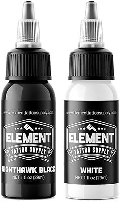 View Elements Tattoo - Set of black and white tattoo inks - Nighthawk Black - White tattoo ink - Marking - Marking - Mixture - 1 oz bottle.. With DIAYTAR Nigeria, everything is within reach — and within budget.