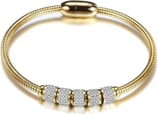 Stainless steel ring bracelet decorated with a snake -shaped magnetic cubic zirconic stone.. DIAYTAR Nigeria offers great deals, a huge product variety, and delivery in under a week.