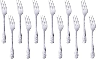 Qobimoon Set of 12 oyster forks, stainless steel cake forks, fruit fork, cutlery in silverware with hammered surface -5.3 inch, silver.. Nigeria’s trusted store online — DIAYTAR Nigeria never disappoints.
