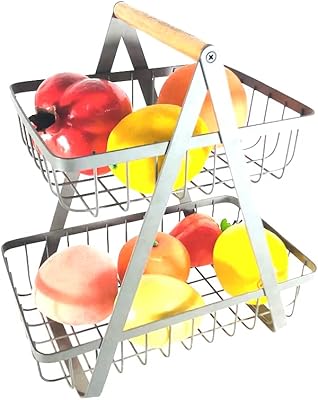 Metal fruit storage basket at 2 levels for fruit storage, bread, snacks, candies, household items, vegetable baskets, home shelf, bathroom, kitchen (model 1, silver white).. DIAYTAR NIGERIA: Your one-stop e-commerce destination with affordable prices and nationwide delivery in 5-8 days.