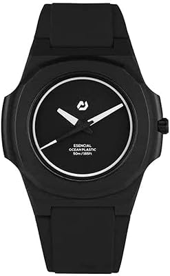 Japanese japanese quartz watch NUUN official unisex with analog display and rubber, black, relaxed bracelet.. DIAYTAR NIGERIA: Where shopping meets satisfaction with affordable prices and prompt delivery services.