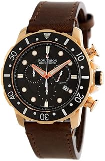 Romanson's analog watch for men with leather bracelet, water resistant and chronograph, model al9a11hmnra36r, brown and black color.. Forget the long lines — DIAYTAR Nigeria is always open for shopping.
