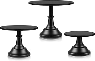 Set of 3 round cake supports in black metal, cupcake support and dessert service tray for weddings, birthdays, celebrations and baby showers.. DIAYTAR NIGERIA: Your affordable gateway to thousands of products delivered within a week.