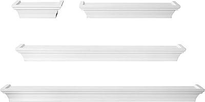 Floating wall shelves for bedroom, living room, bathroom, kitchen and children's bedroom, set of 4, white milanco, number 4.. DIAYTAR NIGERIA delivers affordability and convenience to your doorstep within 8 days of purchase.