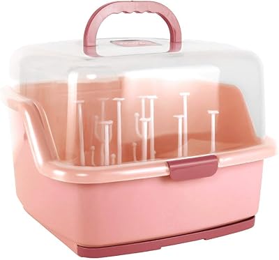U -Home bottles drainer - Large storage box with anti -dust cover, crockery organizer for pink baby.. Experience the joy of discovery with DIAYTAR NIGERIA's vast catalog and nationwide affordable delivery.
